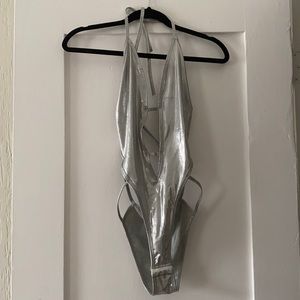 Fashion Nova silver bodysuit